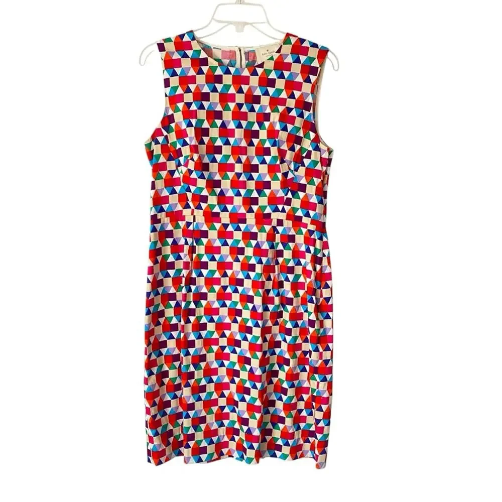 Kate Spade New York Abbey Colorful Geometric Print Dress Silk Blend size 12